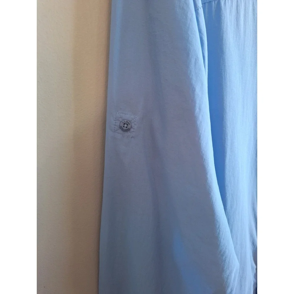 L.L. Bean‎ Nylon Vented Fishing Button Up Shirt Mens XXL Blue Hiking Camping